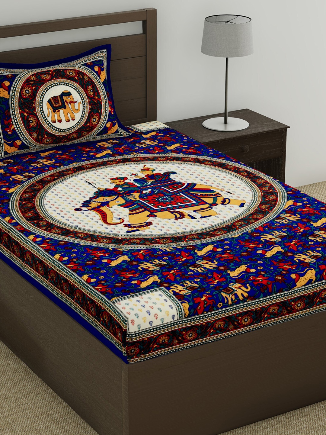 

Varde Multicoloured 104 TC Cotton 1 Single Bedsheet with 1 Pillow Covers, Multi