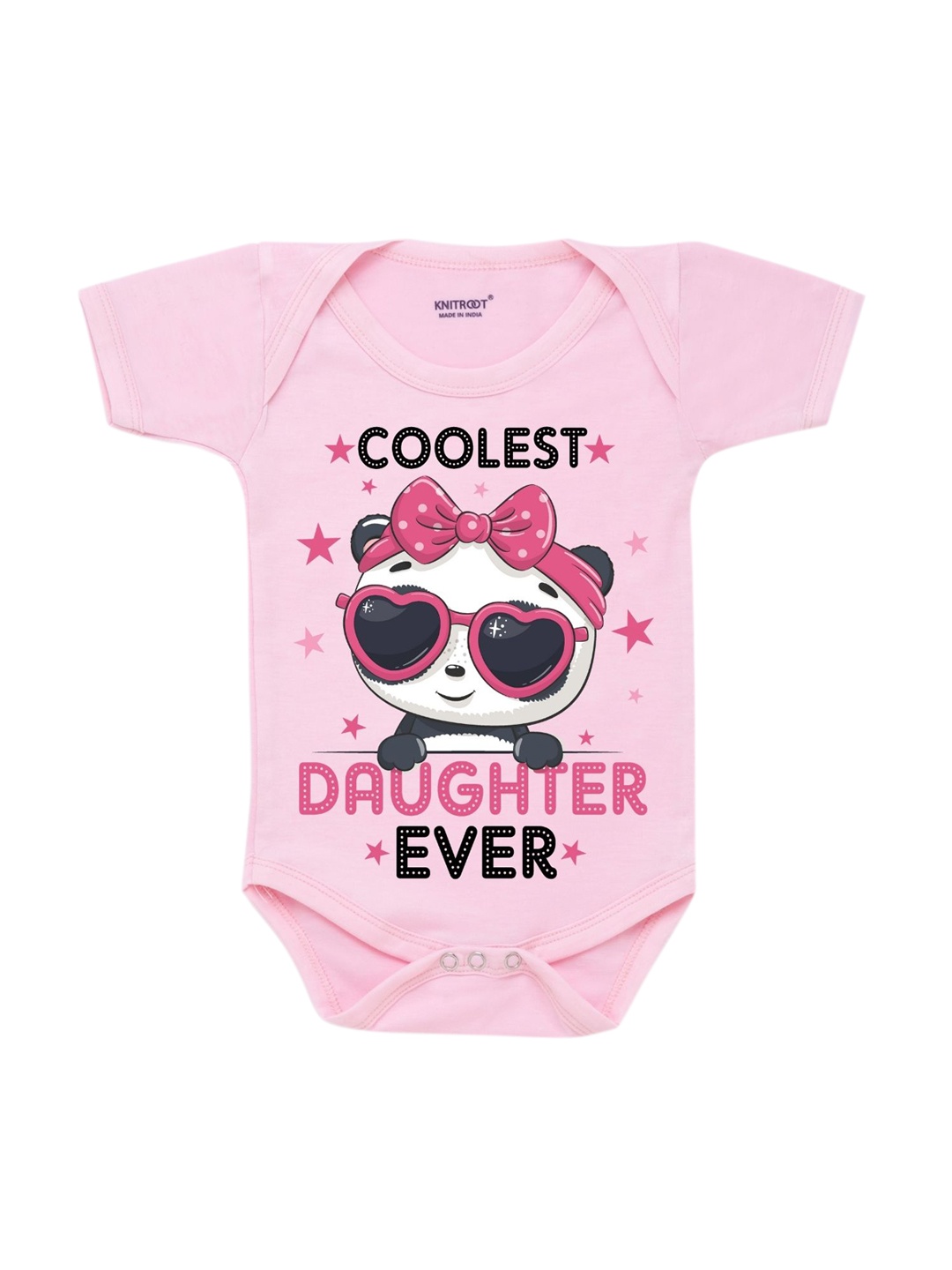 

KNITROOT Infant Kids Pink Cotton Coolest Daughter Printed Bodysuit