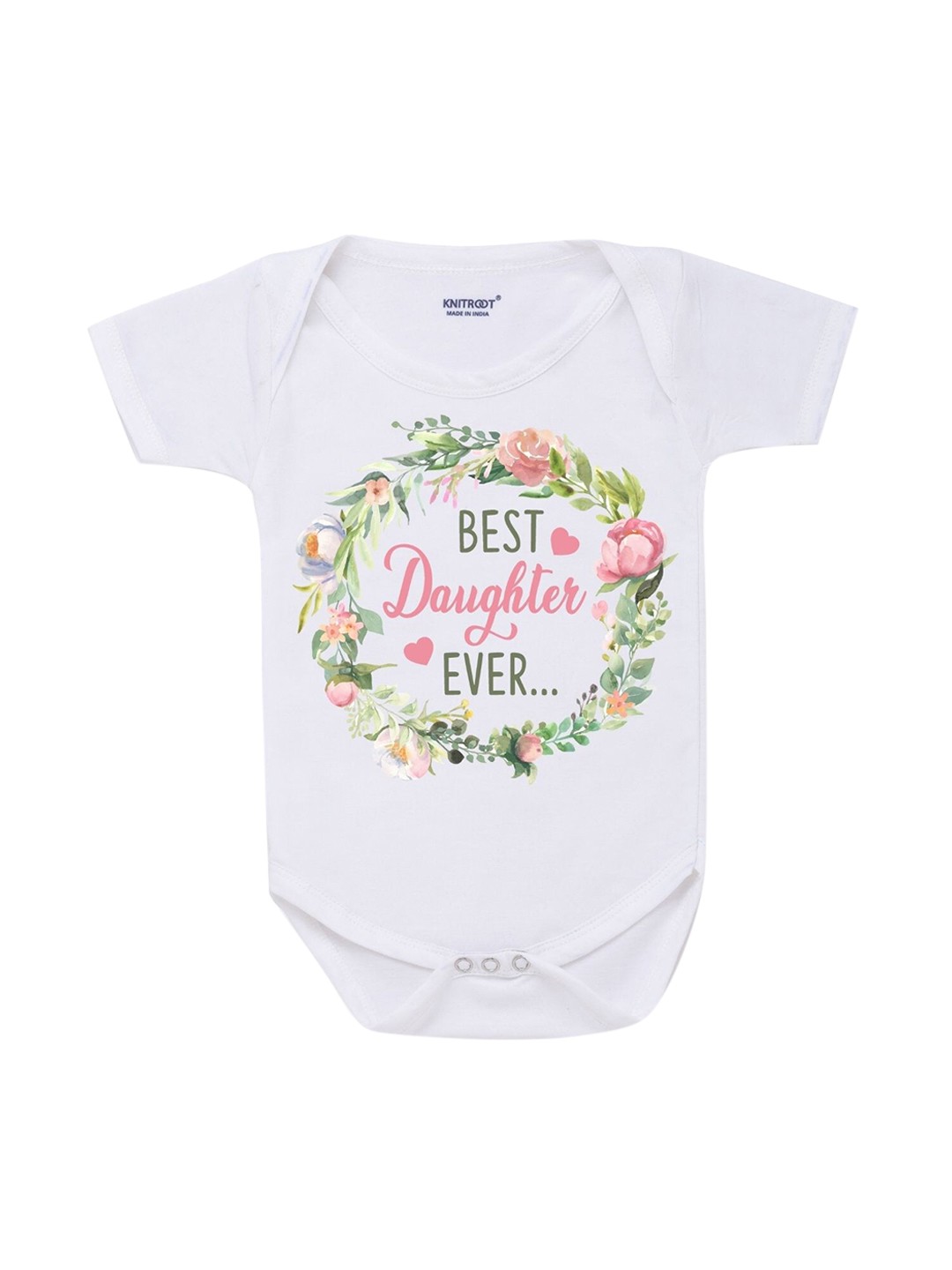 

KNITROOT Infant Kids White Cotton Best Daughter ever Printed Bodysuit