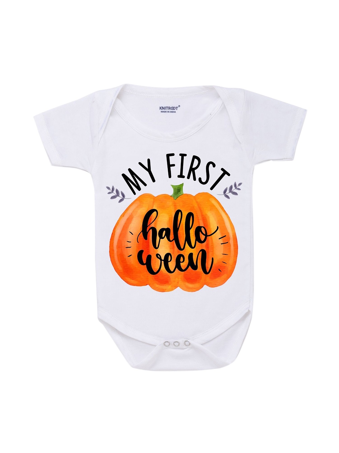 

KNITROOT Infant Kids White My First Hallo ween Cotton Printed Bodysuit