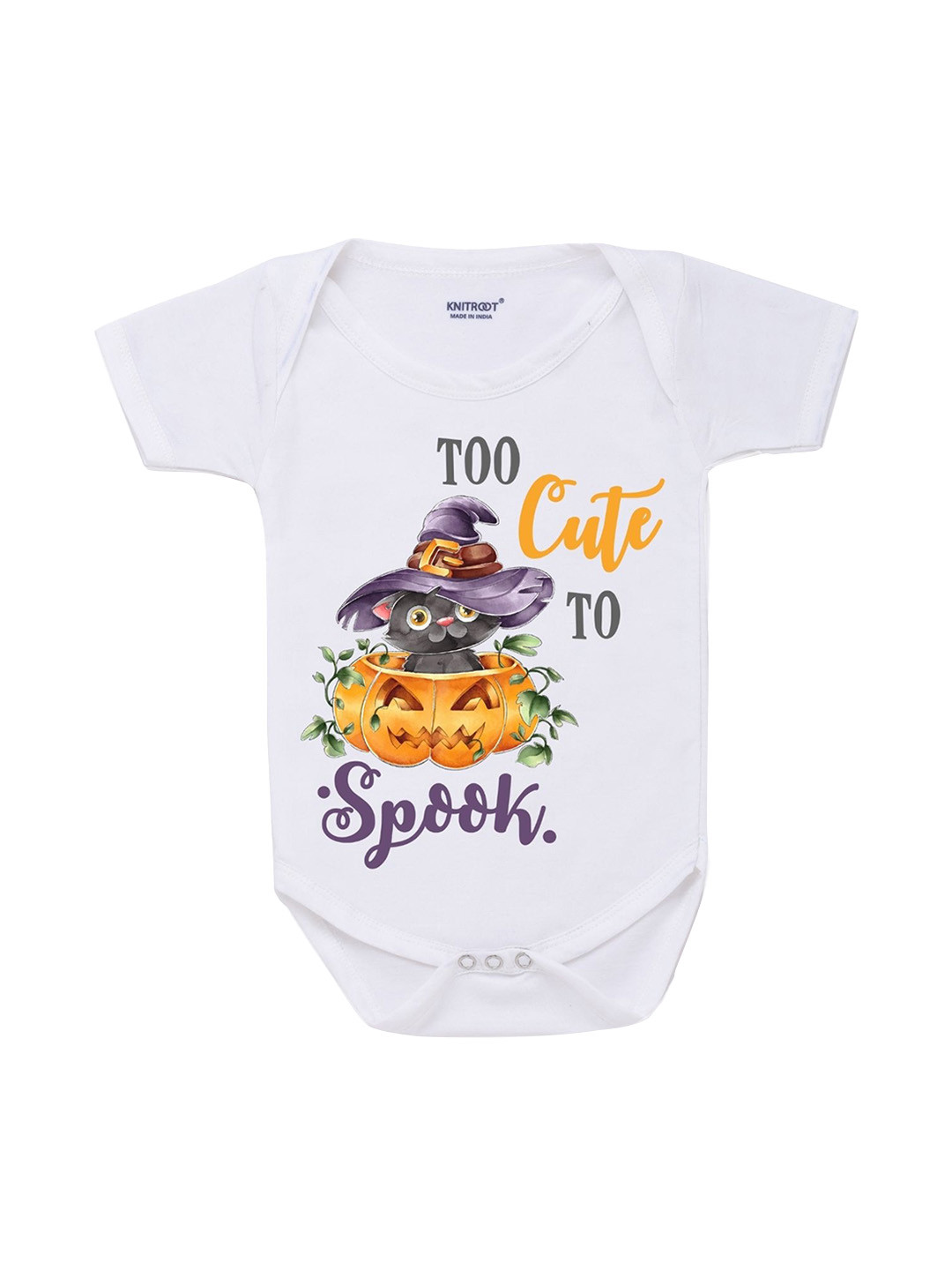 

KNITROOT Infant Kids White Cute To Spooke Cotton Printed Bodysuit