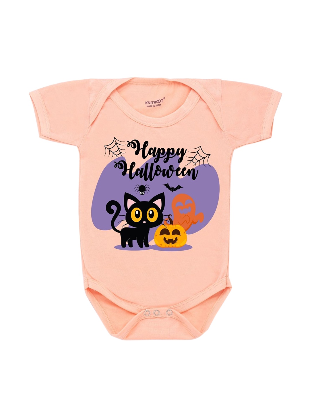 

KNITROOT Infant Kids Peach Happy Halloween Cotton Printed Bodysuit