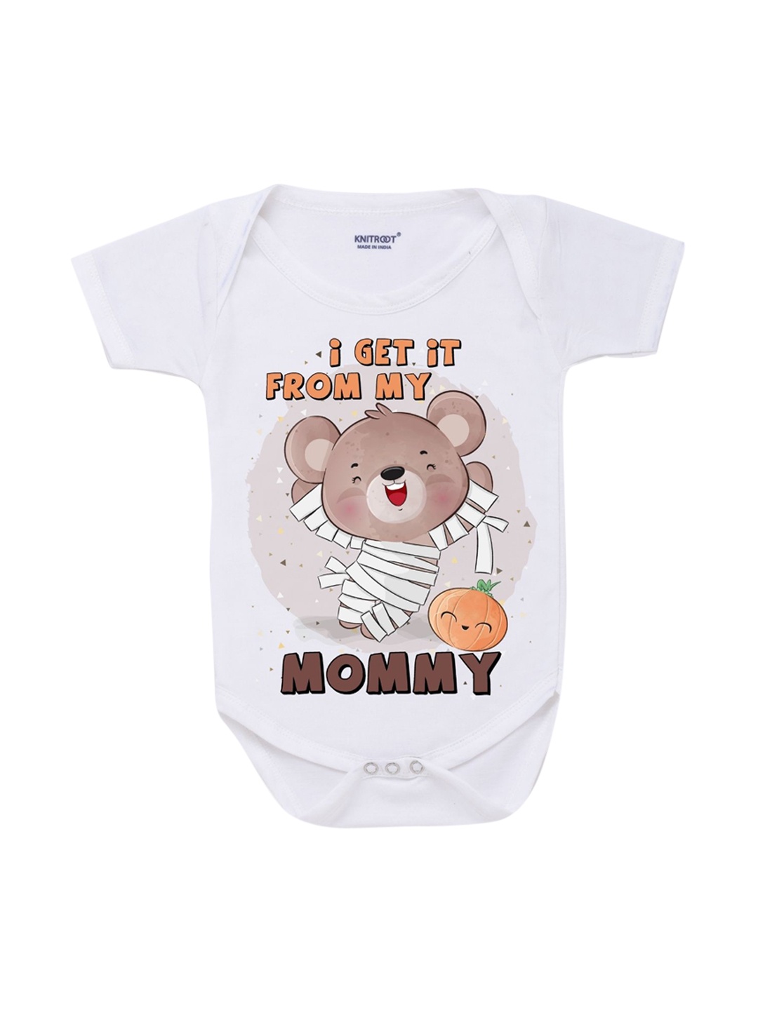 

KNITROOT Infant Kids White From Mommy Cotton Printed Bodysuit