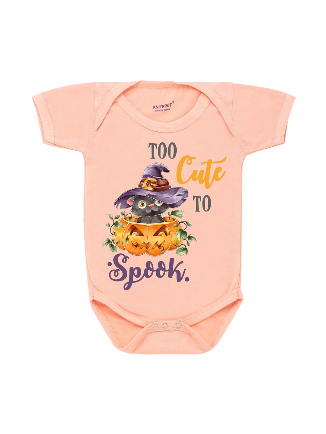 

KNITROOT Infant Kids Peach Cute To Spooke Cotton Printed Bodysuit