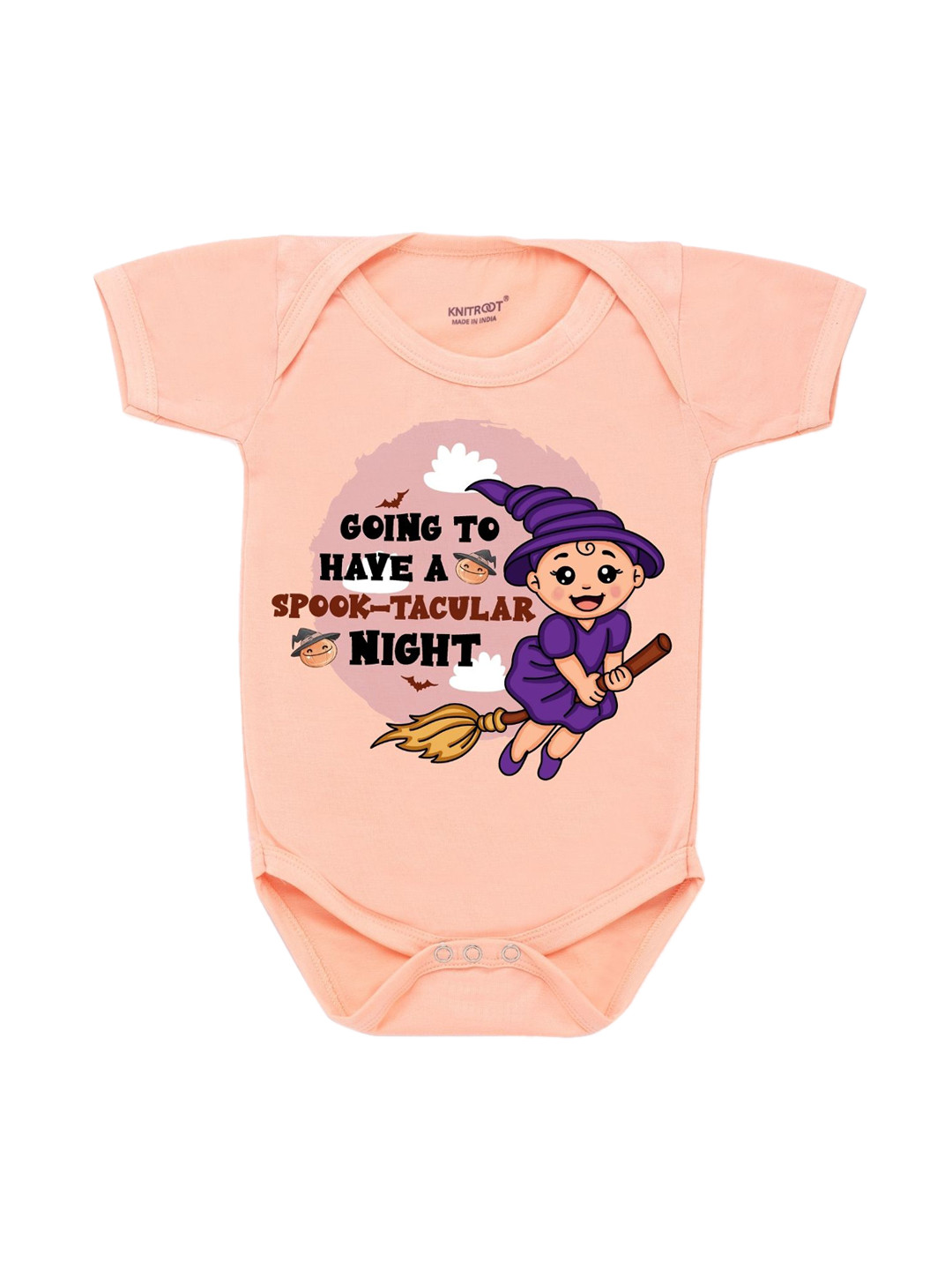 

KNITROOT Infant Kids Peach Spook-Tacular Night Cotton Printed Bodysuit