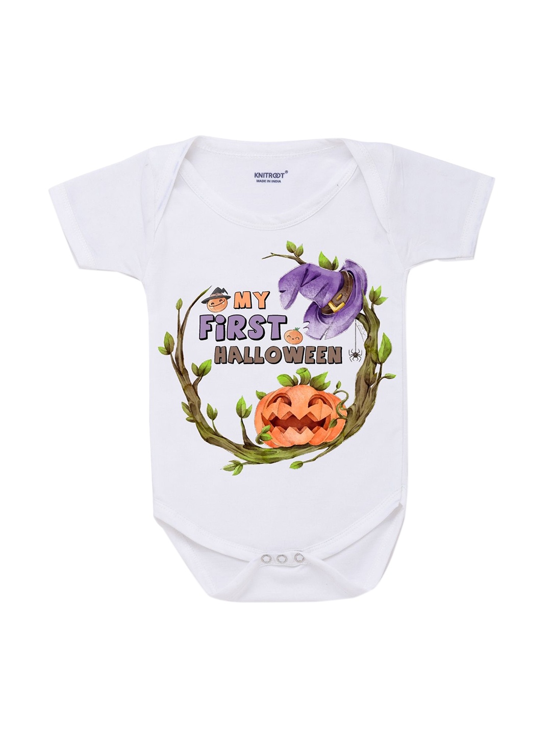 

KNITROOT Infant Kids White First Halloween Tree Cotton Printed Bodysuit