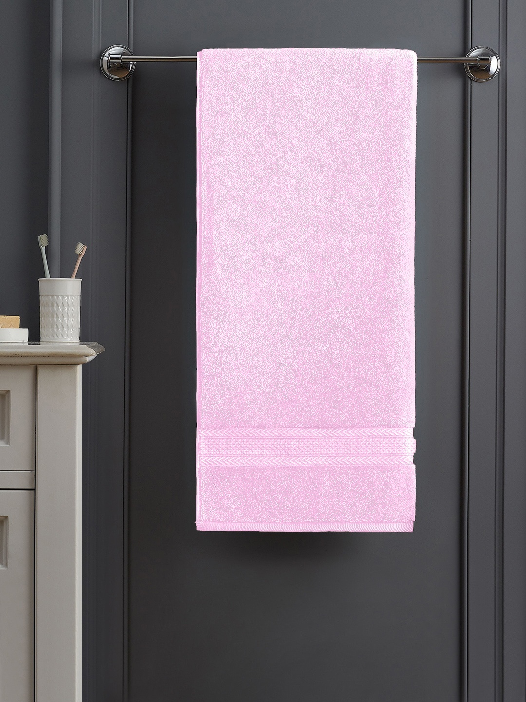 

Raymond Home Pink Solid Cotton 340 GSM Bath Towel