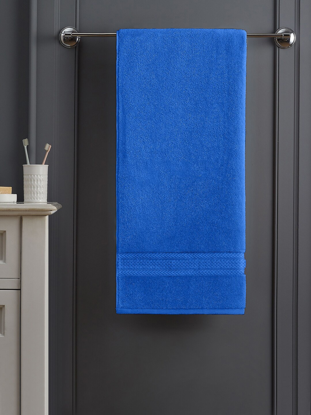 

Raymond Home Blue Solid Cotton 340 GSM Bath Towel