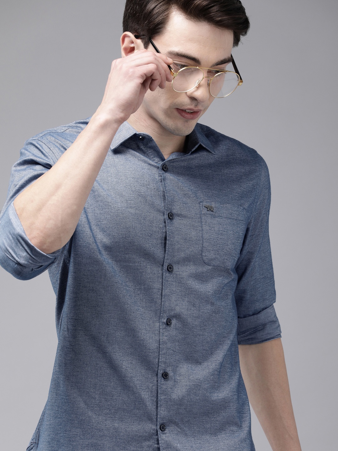 

THE BEAR HOUSE Men Blue Slim Fit Casual Shirt