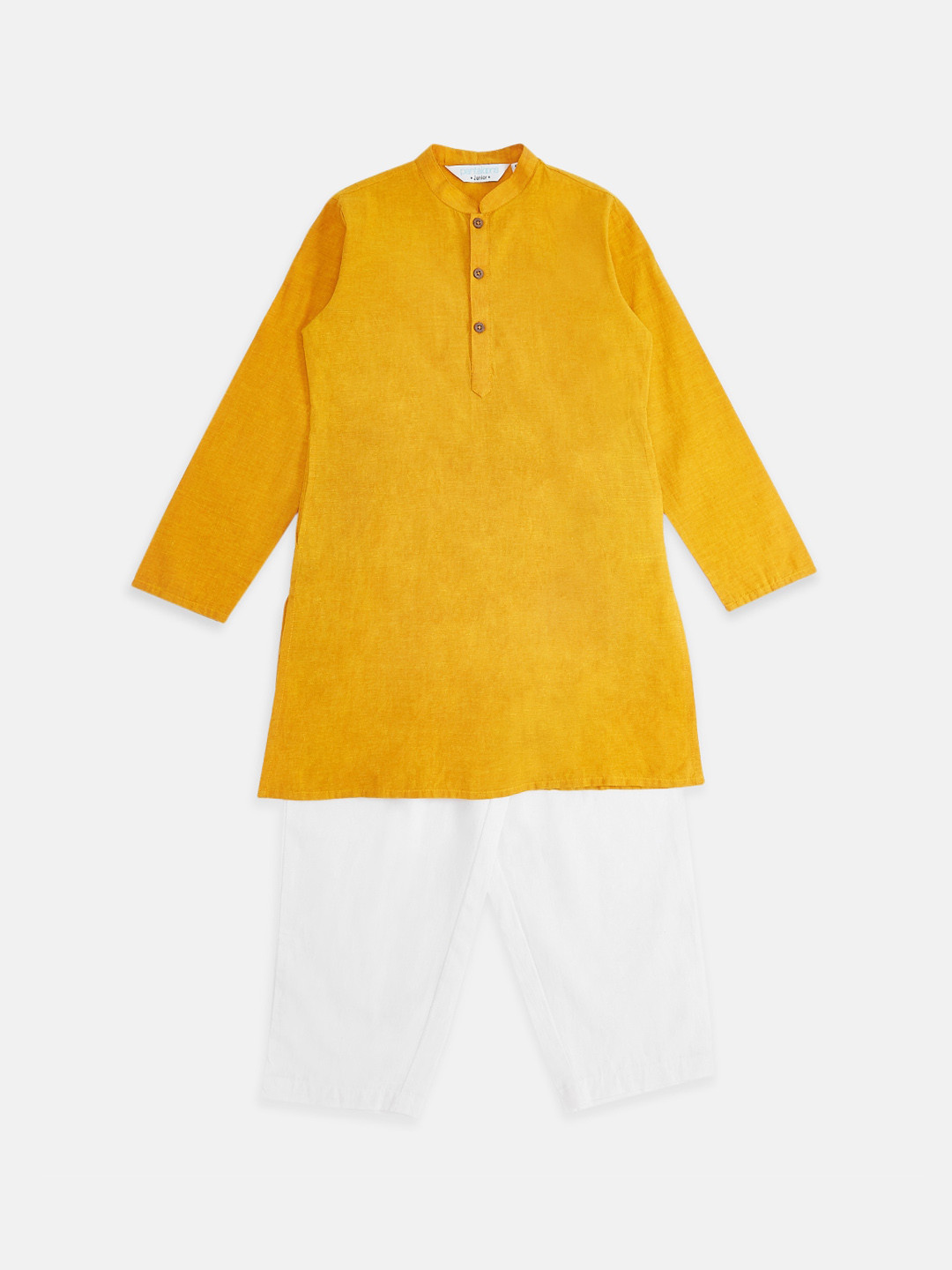 

indus route by Pantaloons Boys Mustard Yellow Regular Pure Cotton Kurta with Pyjamas