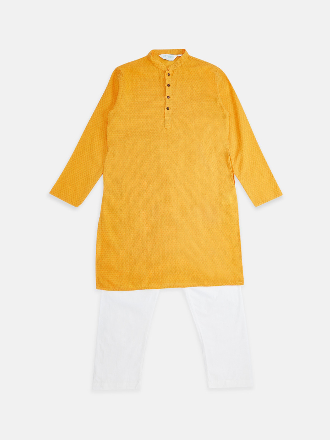 

indus route by Pantaloons Boys Mustard Yellow Regular Pure Cotton Kurta with Pyjamas