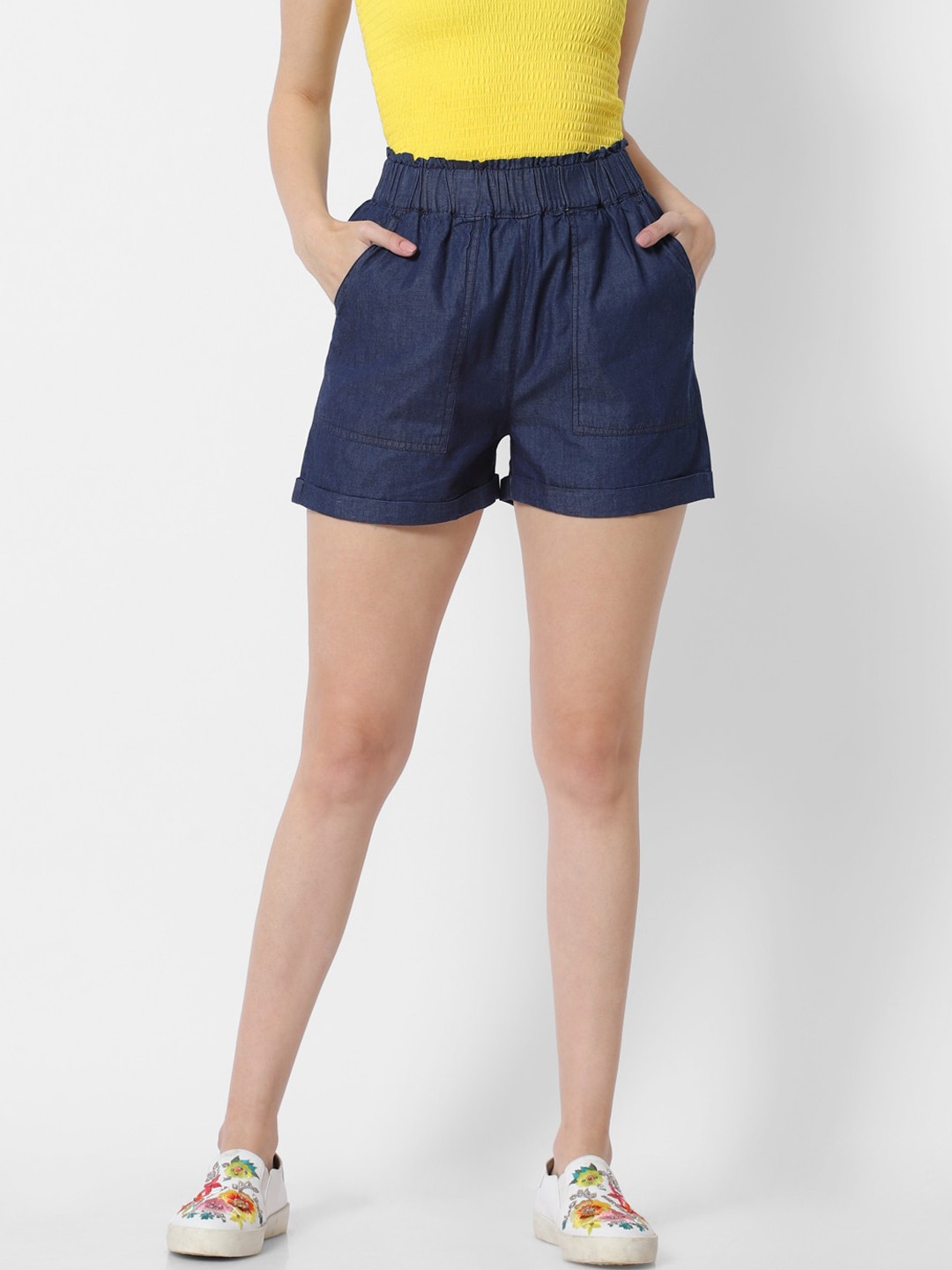 

MARCA Disati Women Navy Blue High-Rise Regular Shorts