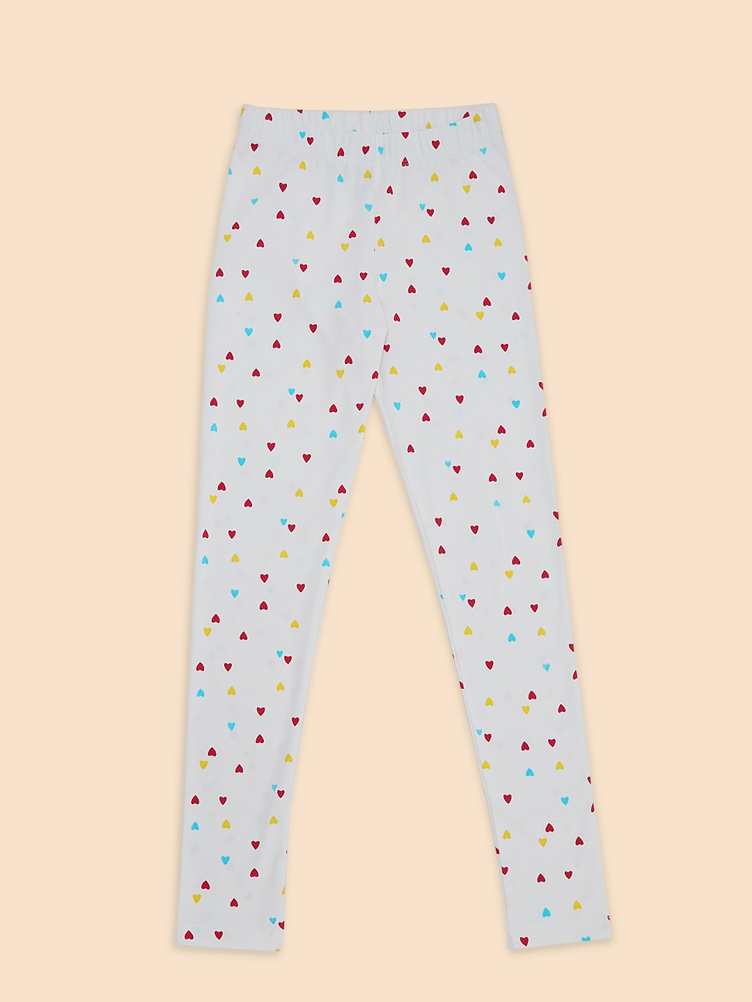 

Pantaloons Junior Girls White & Pink Printed Cotton Leggings