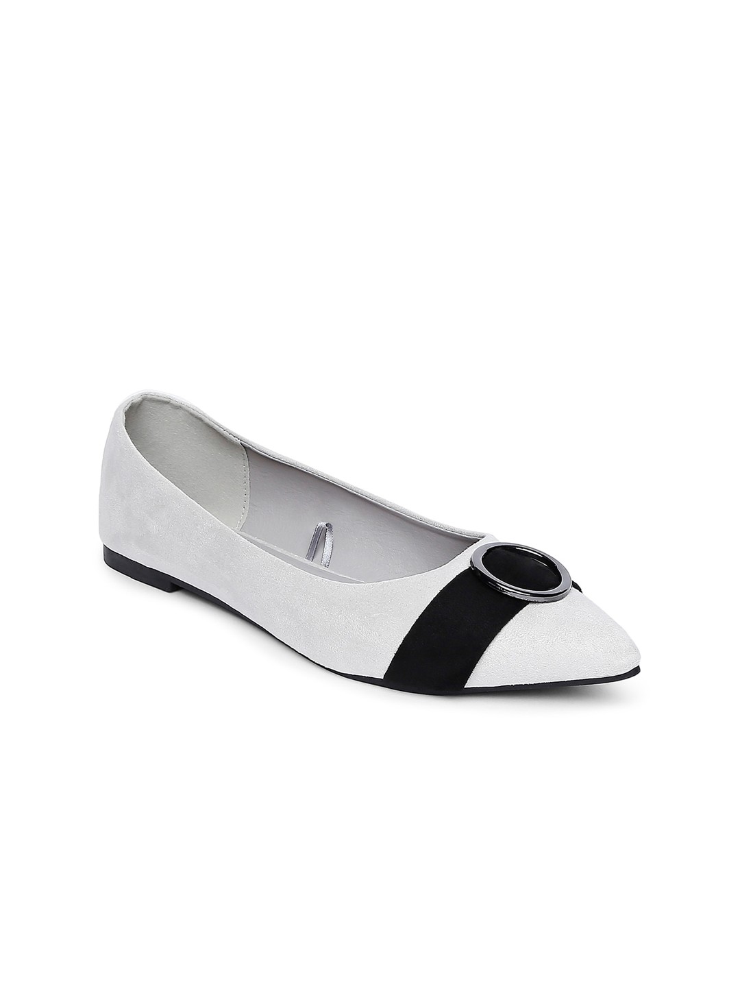 

Forever Glam by Pantaloons Women Grey Colourblocked Ballerinas with Buckles Flats