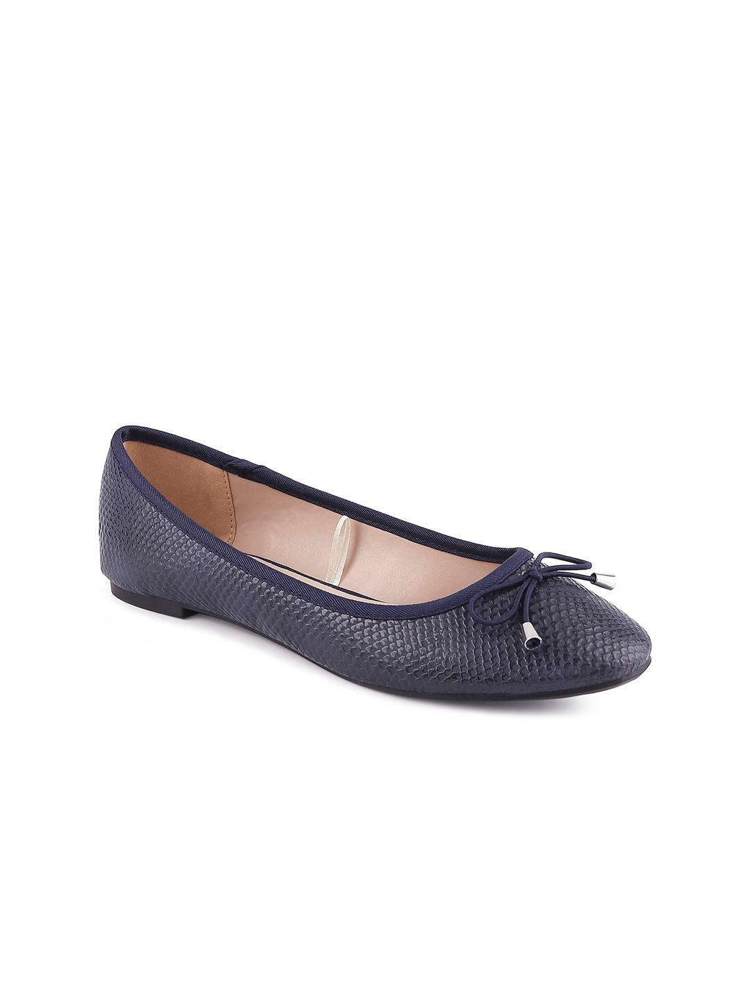 

Forever Glam by Pantaloons Women Navy Blue Textured Ballerinas with Bows Flats
