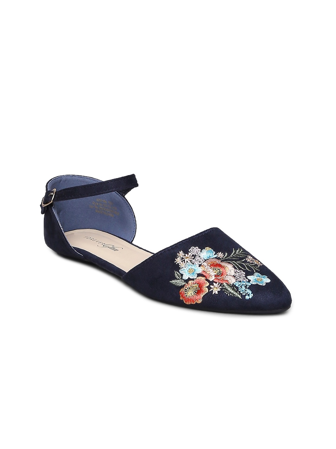 

Forever Glam by Pantaloons Women Navy Blue Embellished Ballerinas with Embroidered Flats