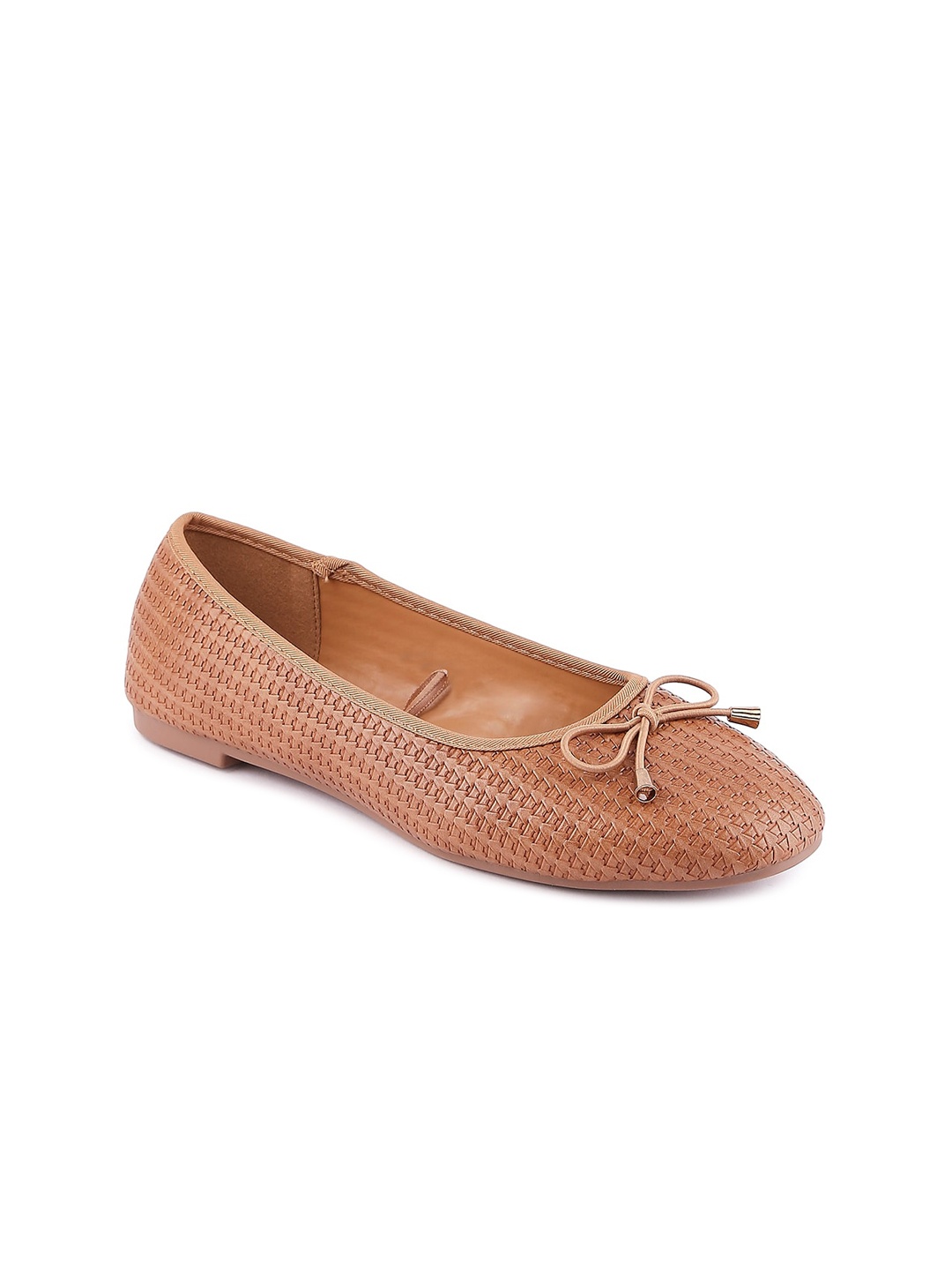 

Forever Glam by Pantaloons Women Tan Textured Ballerinas with Bows Flats