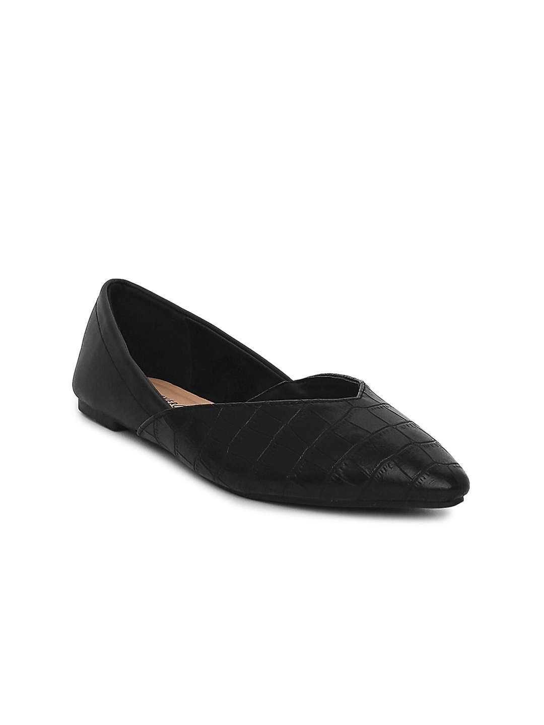 

Forever Glam by Pantaloons Women Black Textured Ballerinas Flats