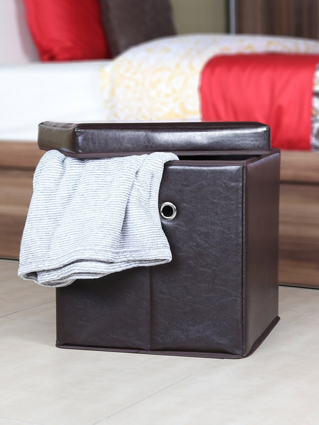

Home Centre Brown Solid Rectangular Ottoman Organiser