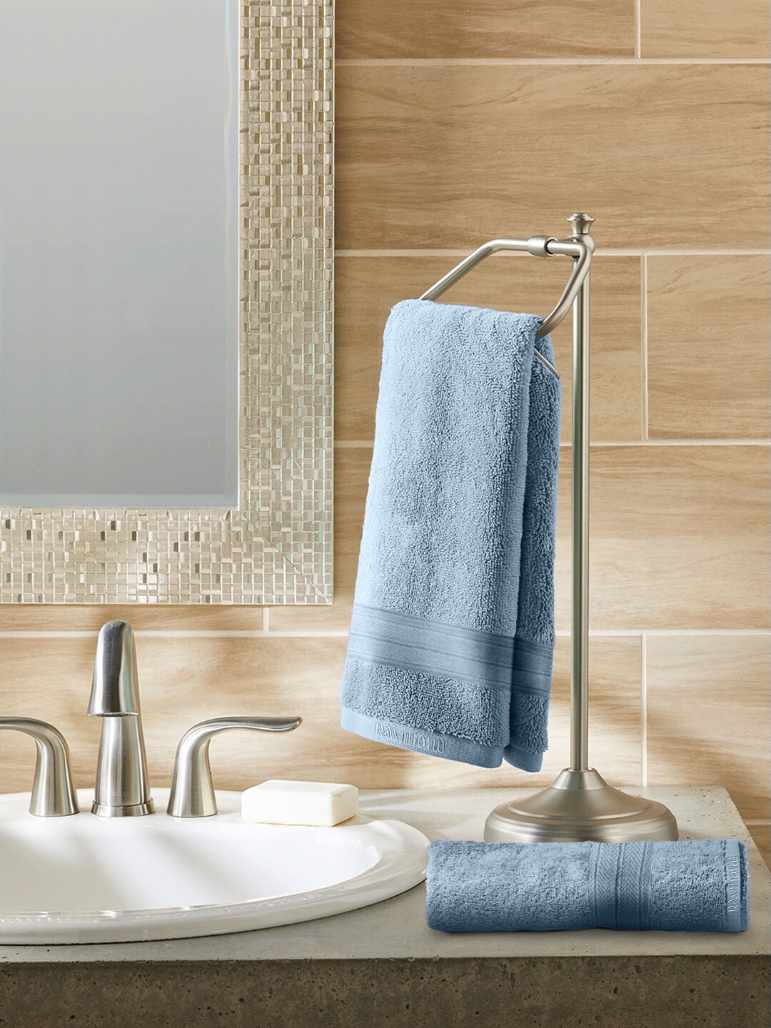 

Raymond Home Set Of 2 Grey Solid 450 GSM Cotton Hand Towels