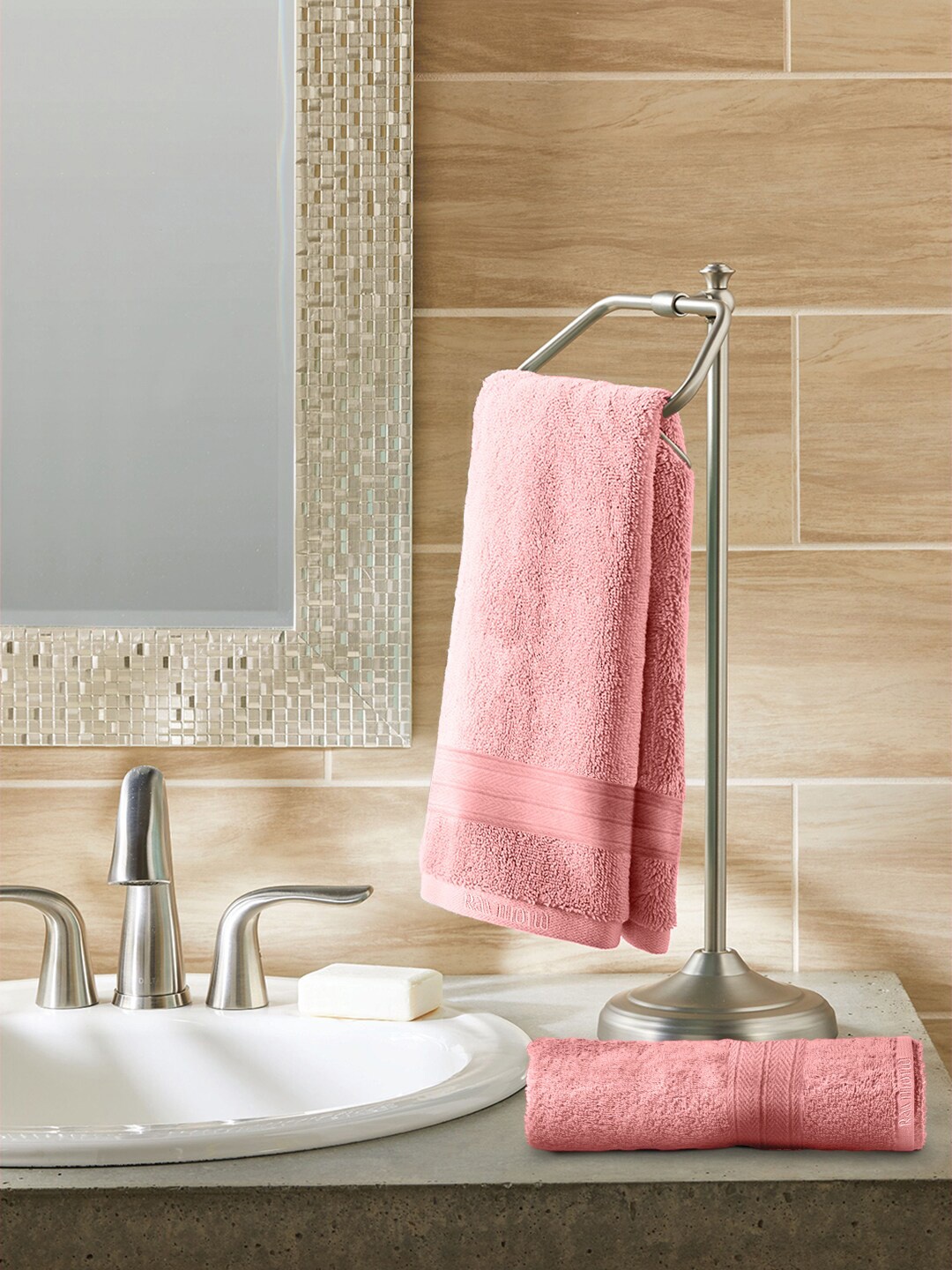 

Raymond Home Set Of 2 Pink Solid 450 GSM Cotton Hand Towels