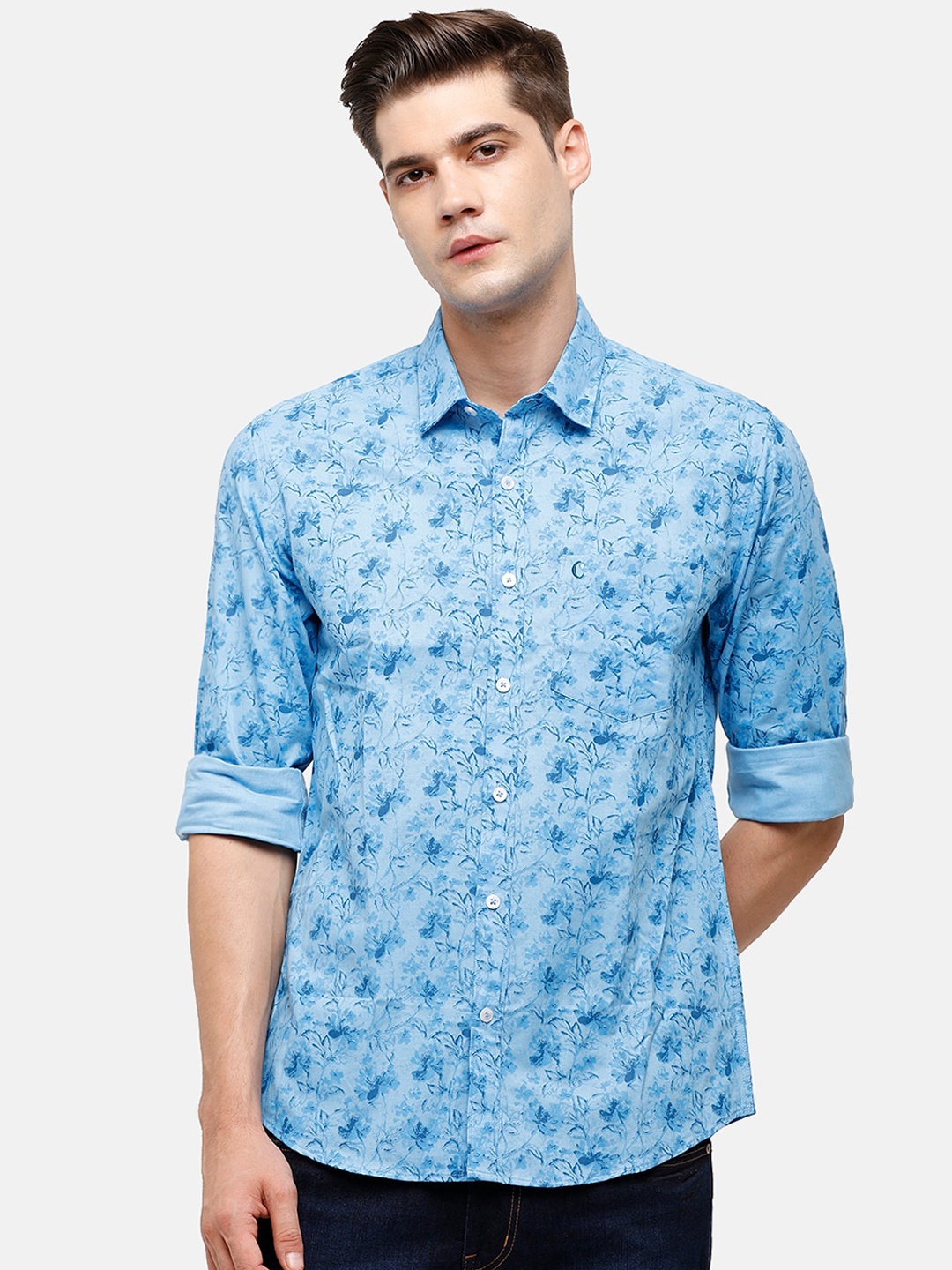 

CAVALLO by Linen Club Men Blue Floral Opaque Printed Casual Shirt