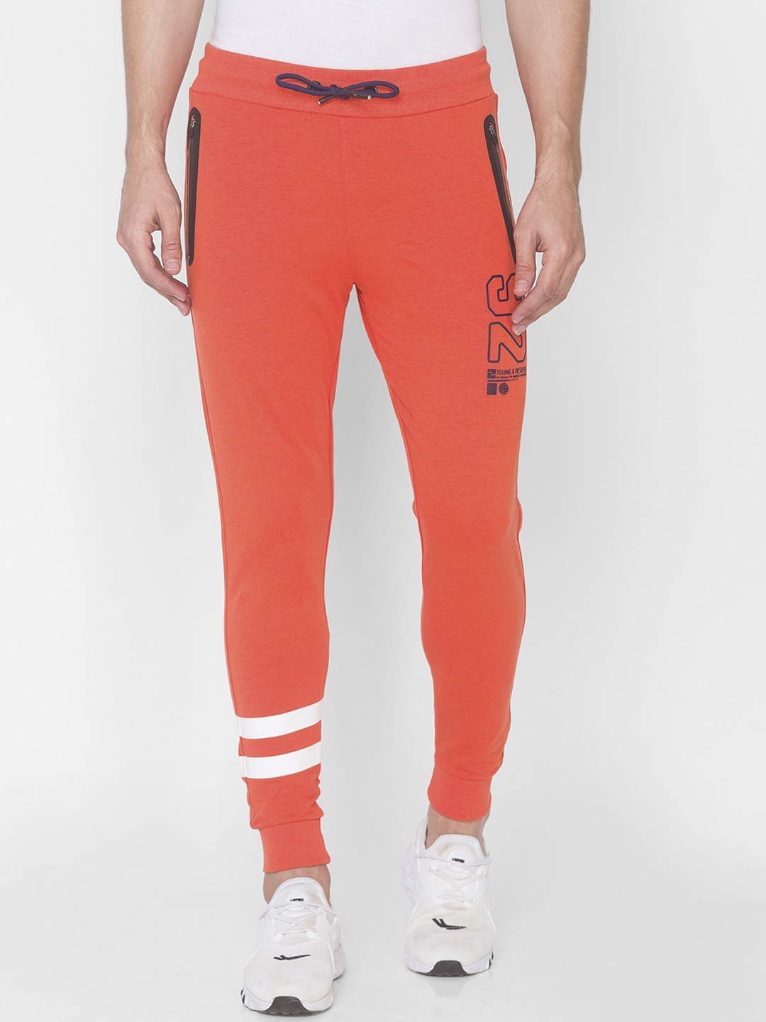 

SPYKAR Men Orange Relaxed Fit Pure Cotton Joggers