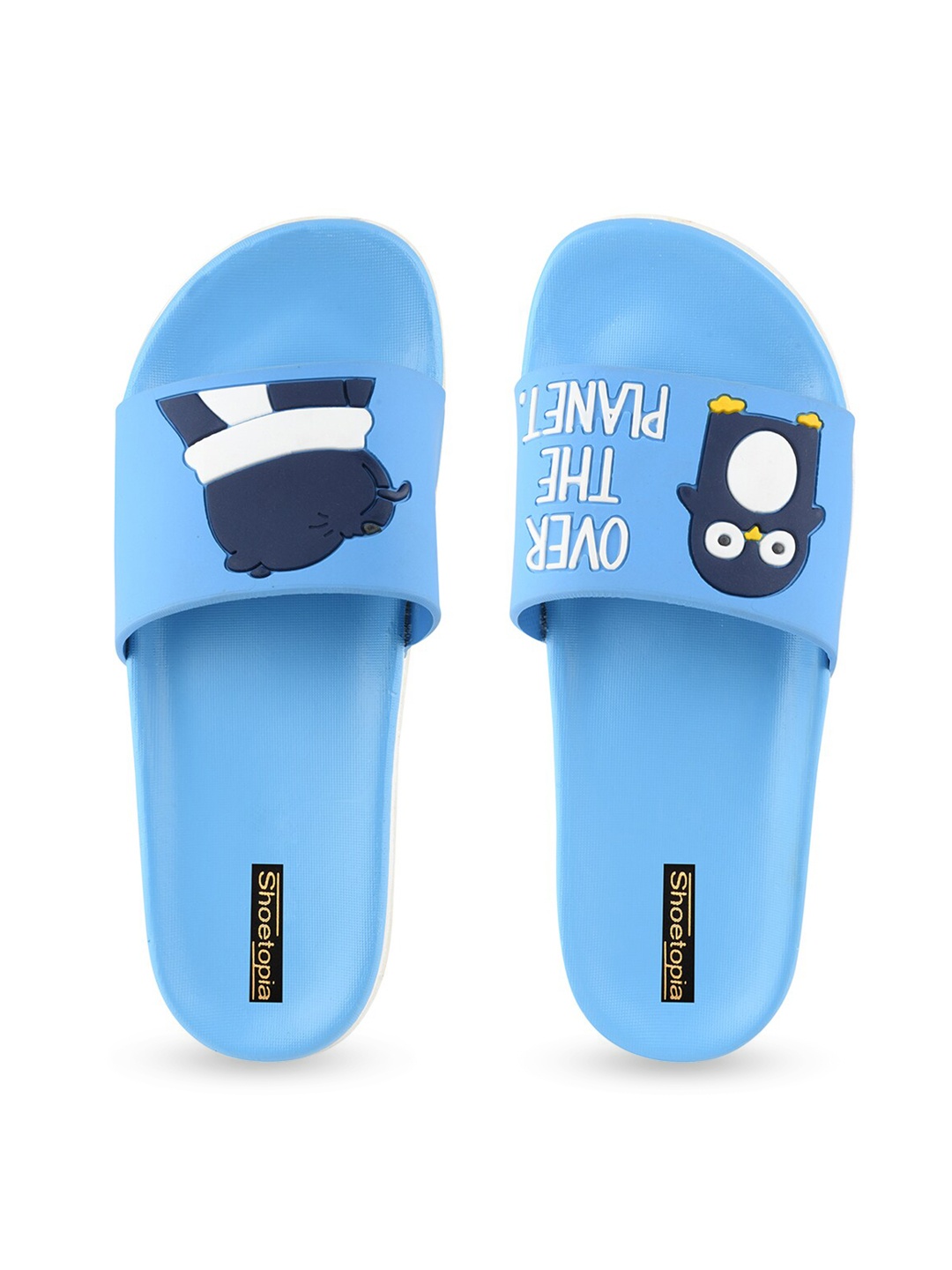 

Shoetopia Girls Blue & White Printed Rubber Sliders