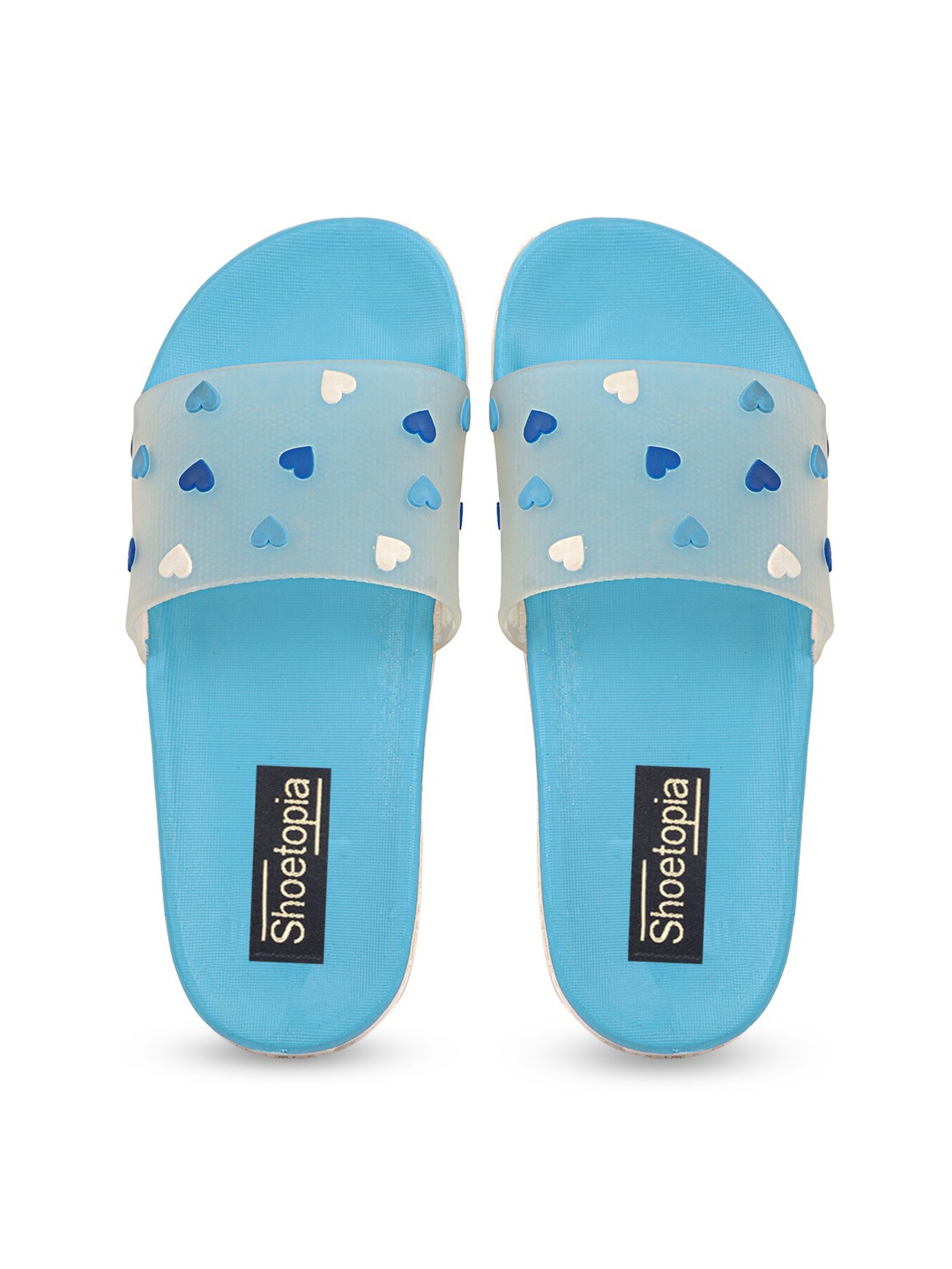 

Shoetopia Girls Blue & White Printed Rubber Sliders