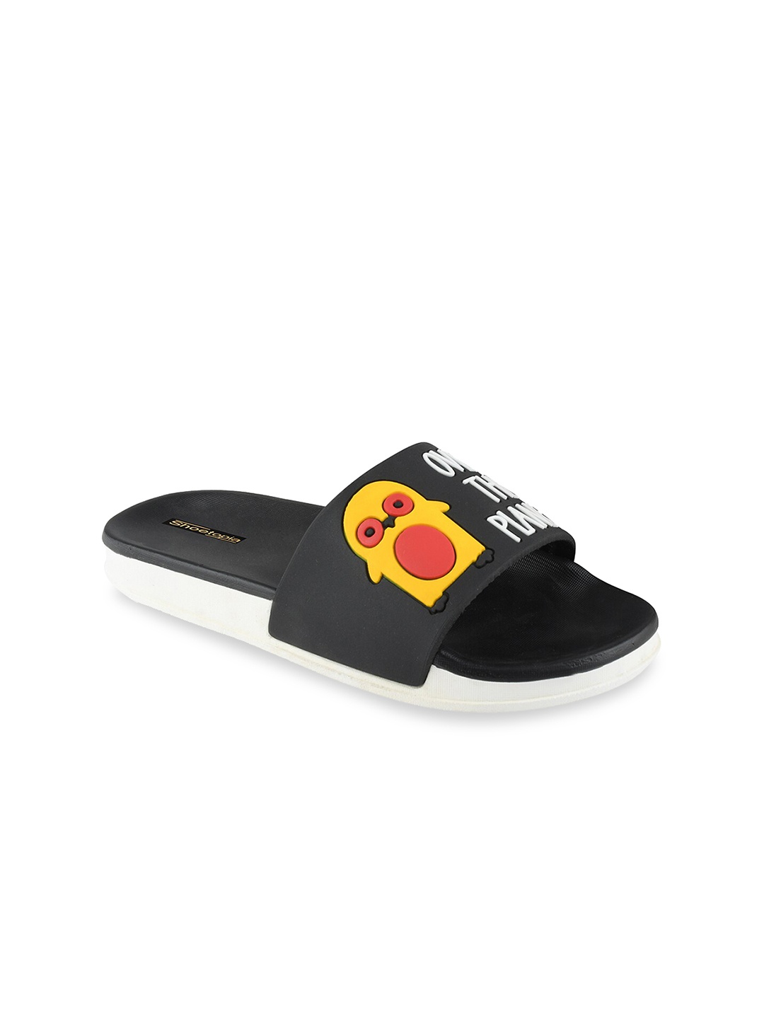 

Shoetopia Girls Black & Yellow Printed Rubber Sliders