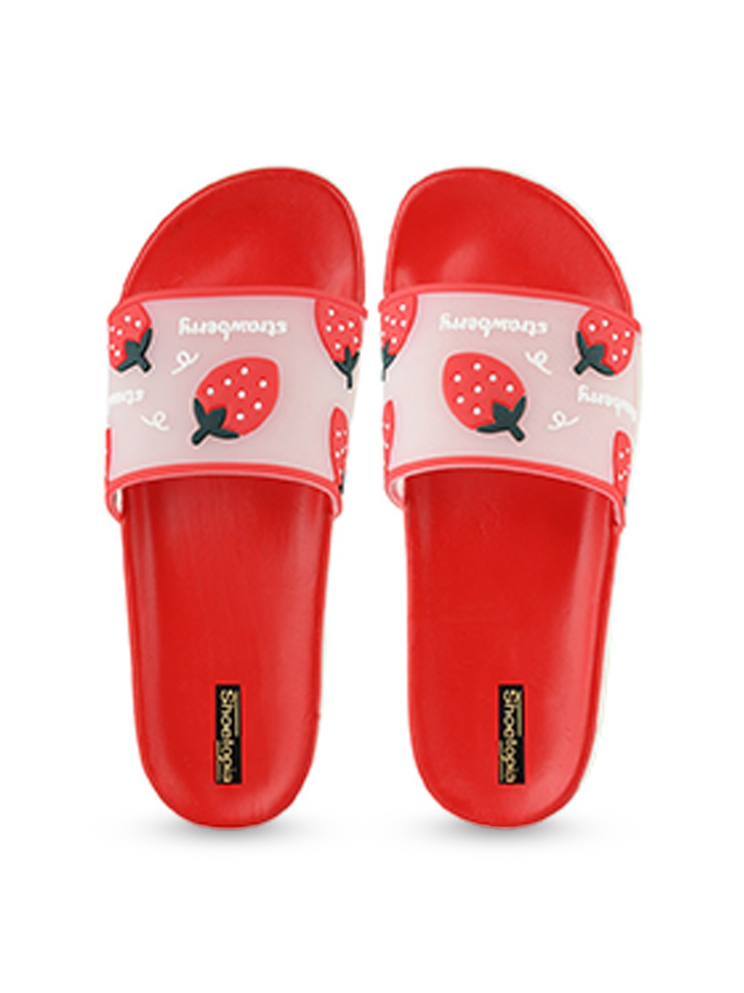 

Shoetopia Girls Red & White Printed Rubber Sliders