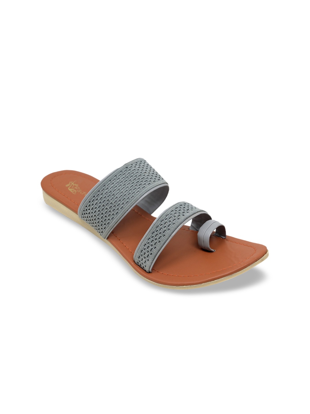 

Padvesh Women Grey One Toe Flats with Laser Cuts