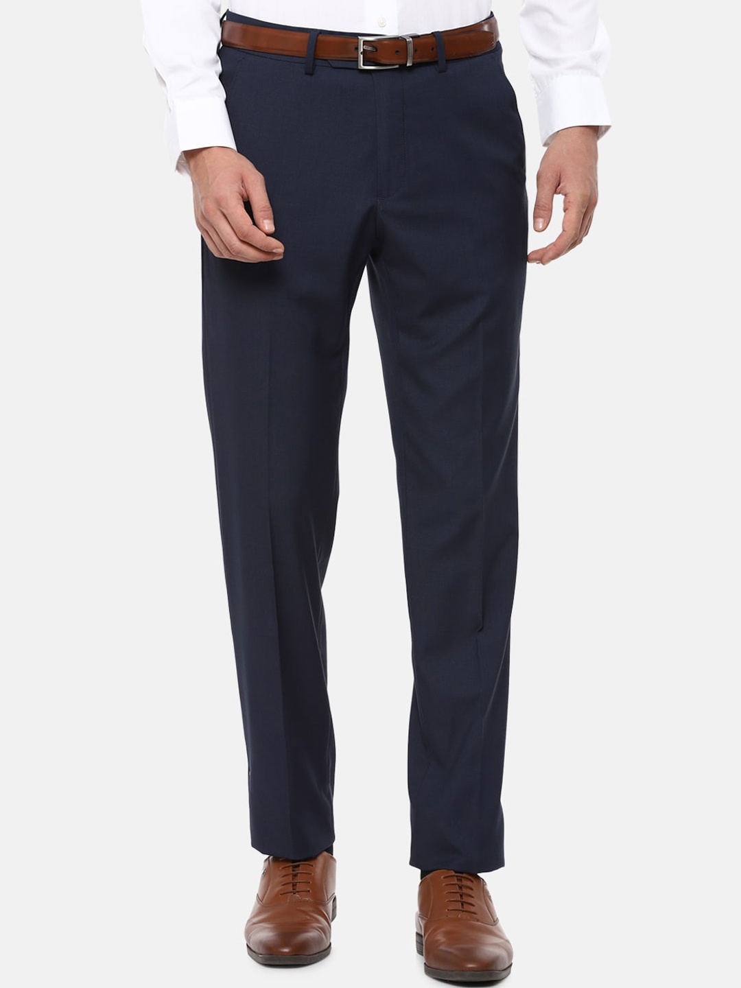 

Van Heusen Men Navy Blue Slim Fit Formal Trousers