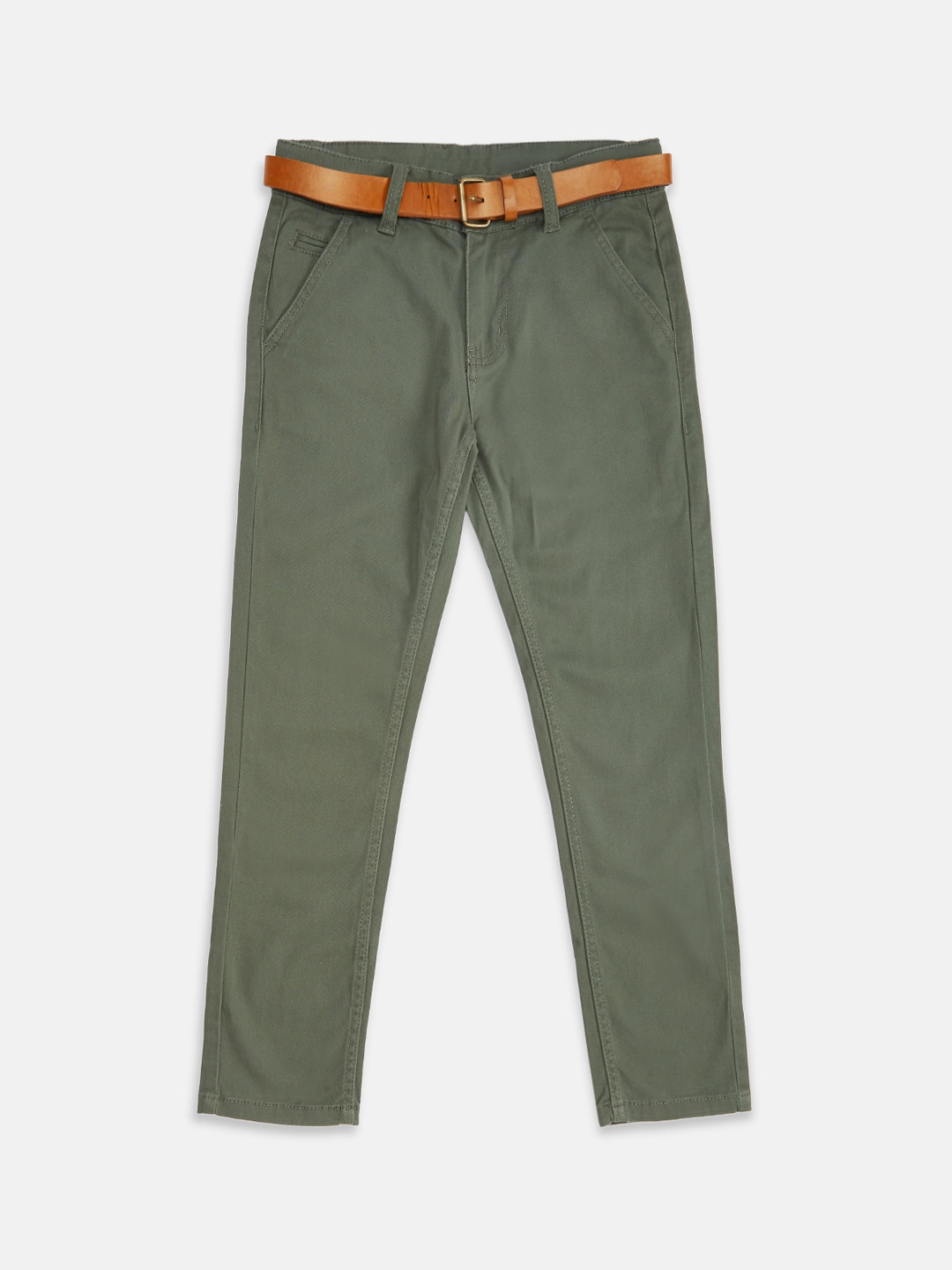 

Pantaloons Junior Boys Olive Green Chinos Trousers