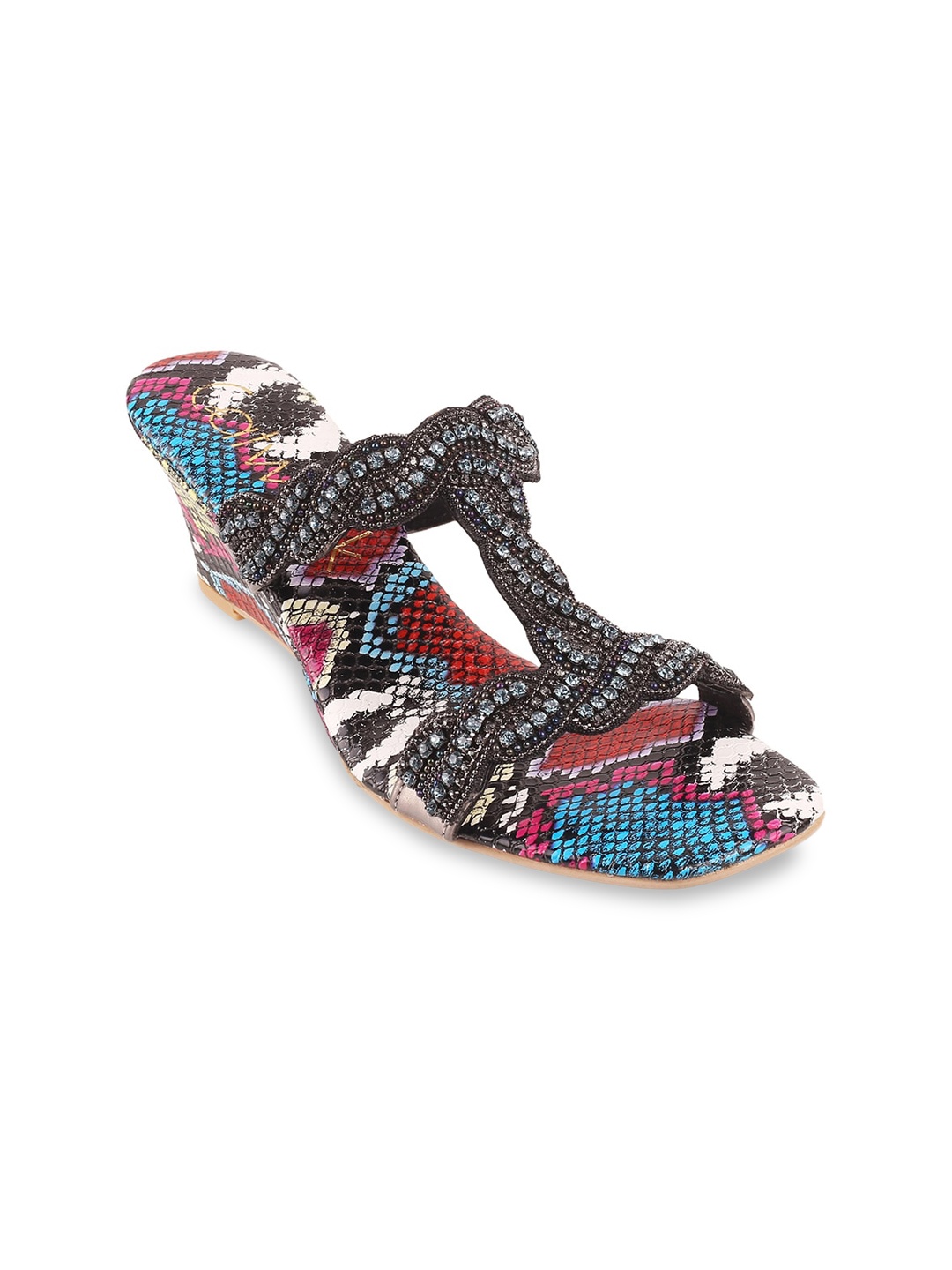 

Catwalk Multicoloured Embellished Wedge Sandals Heels, Multi