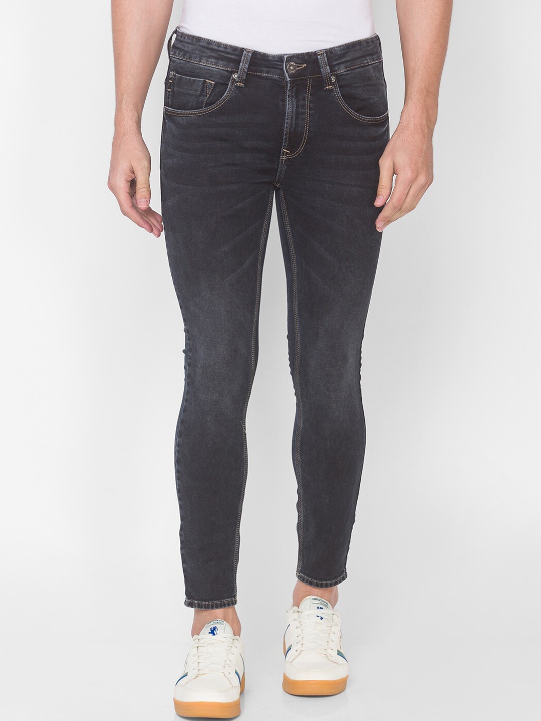 

SPYKAR Men Black Kano Slim Fit Light Fade Jeans