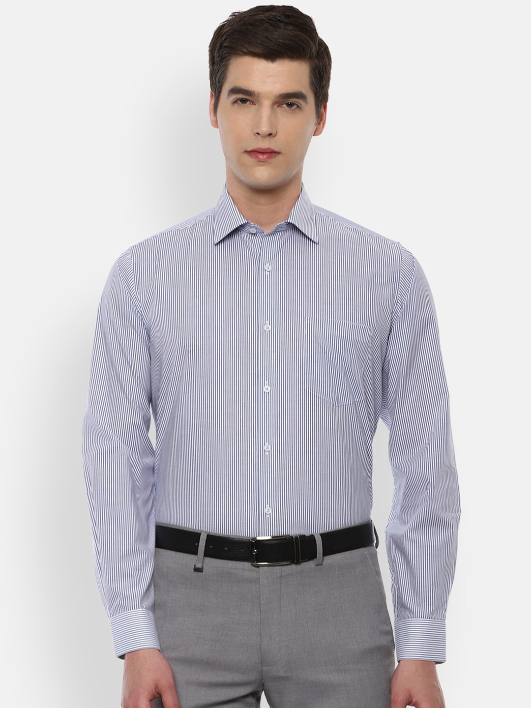 

Van Heusen Men Blue Micro Checks Opaque Checked Casual Shirt