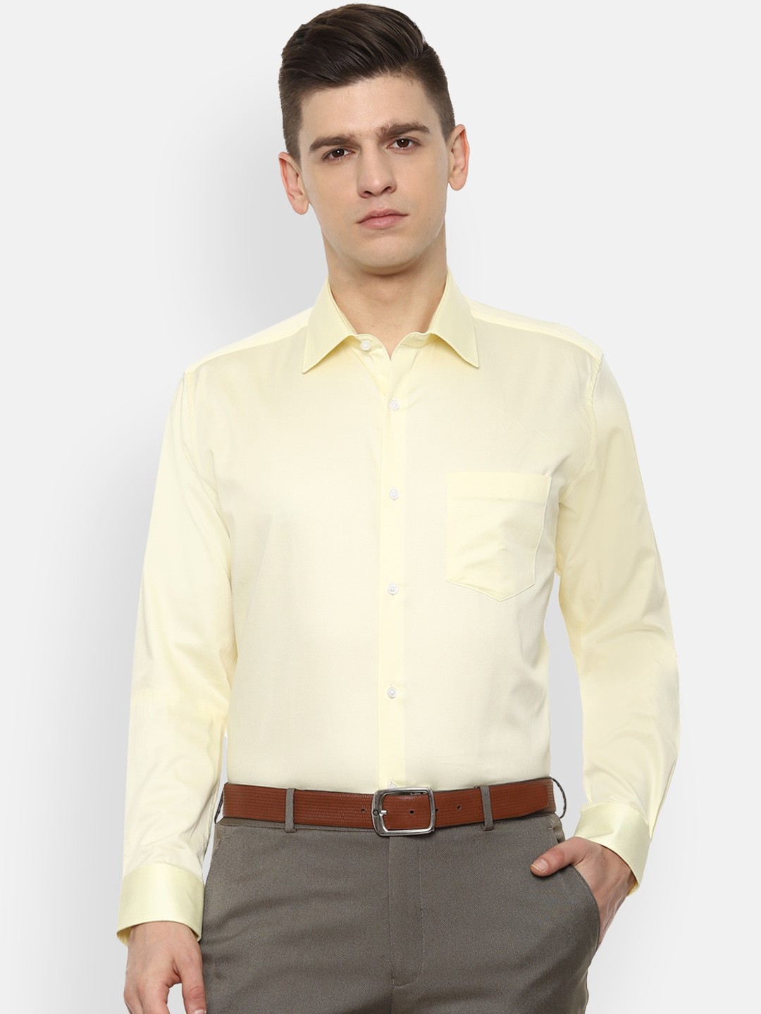 

Van Heusen Men Yellow Pure Cotton Opaque Formal Shirt