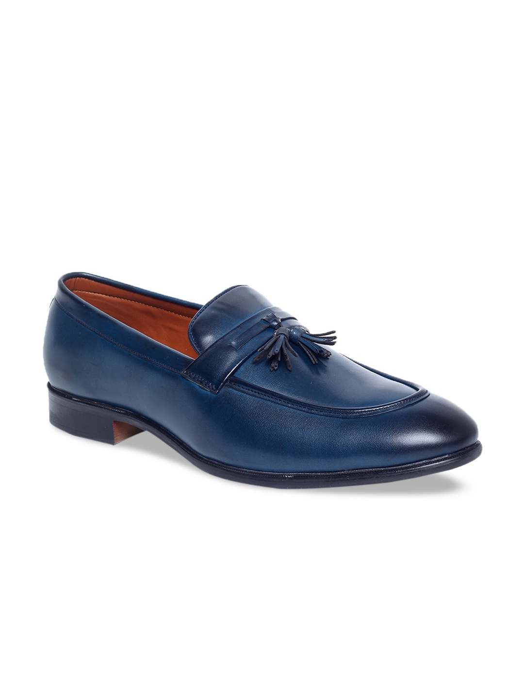 

MUTAQINOTI Men Blue Patent Leather Loafers