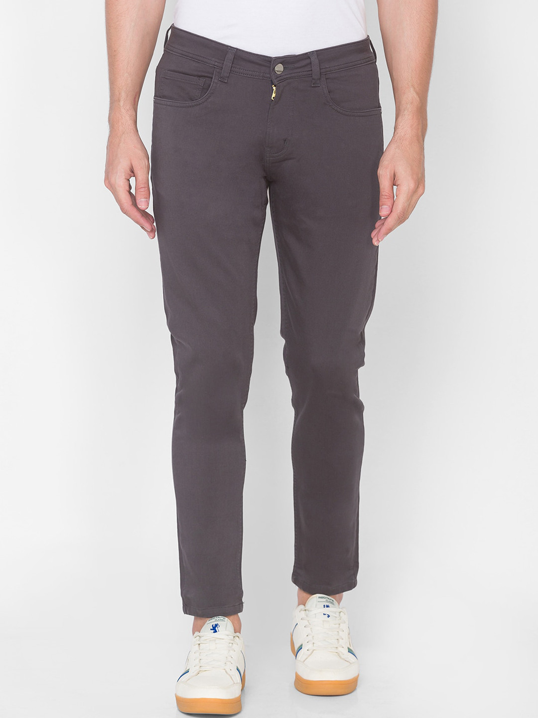 

SPYKAR Men Grey Slim Fit Trousers