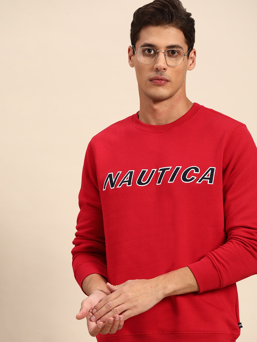 

Nautica Men Red Embroidered Sweatshirt