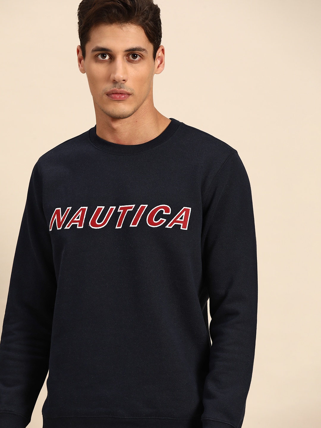 

Nautica Men Navy Blue Embroidered Sweatshirt