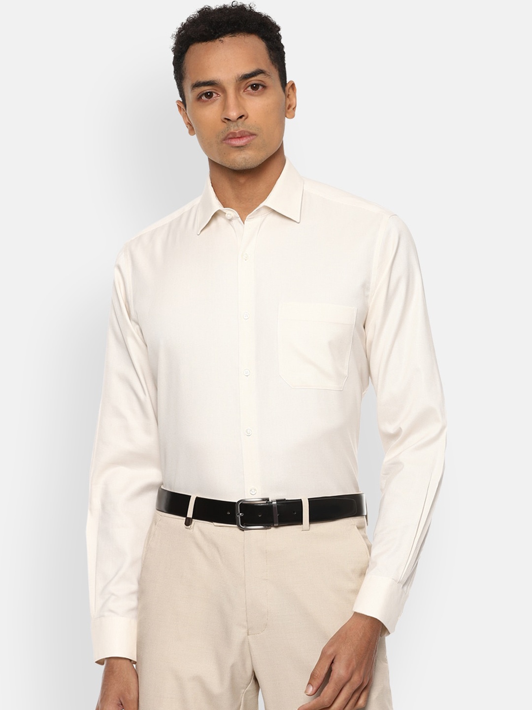 

Van Heusen Men Cream-Coloured Opaque Formal Shirt