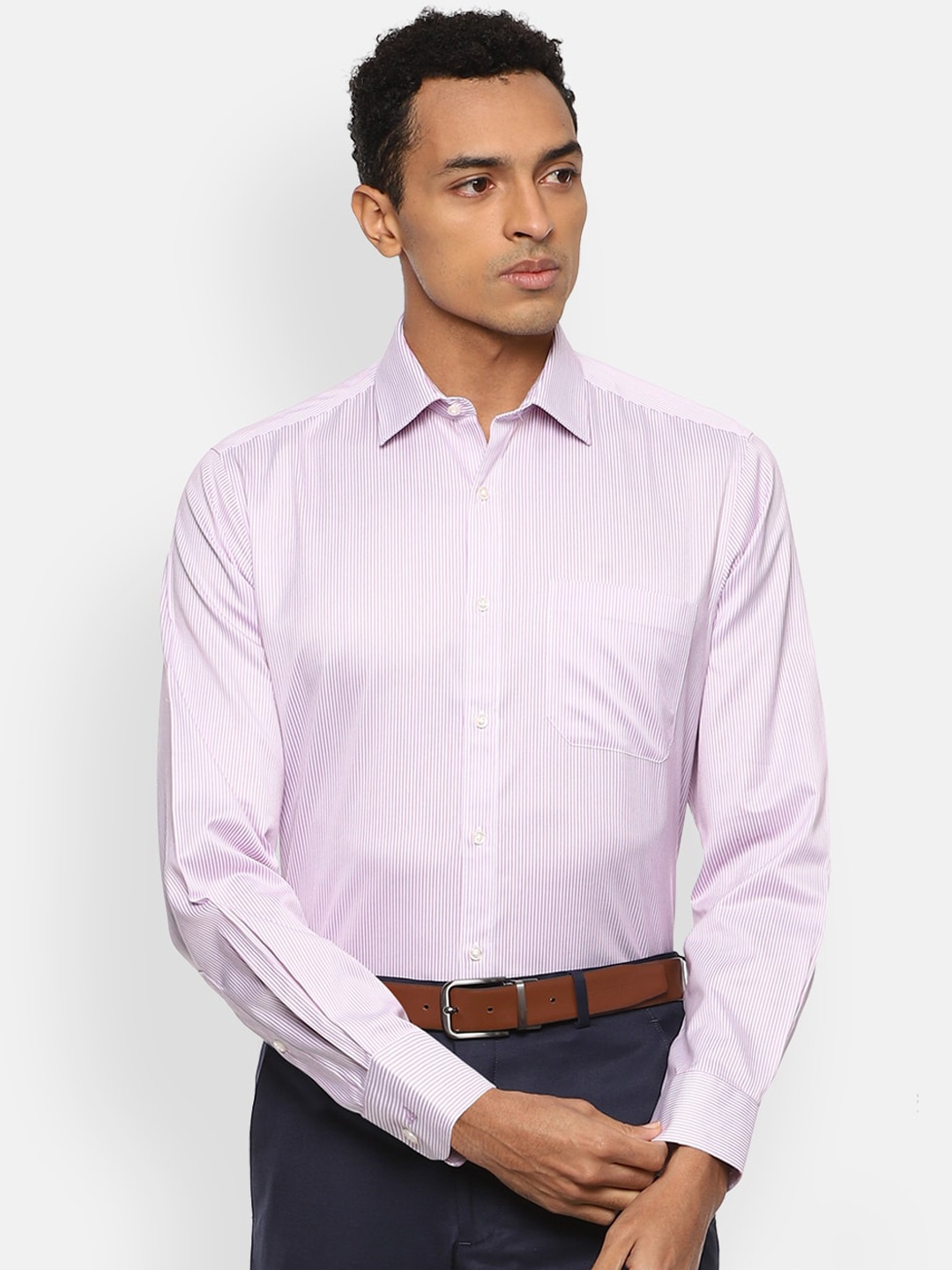 

Van Heusen Men Purple Opaque Striped Formal Shirt