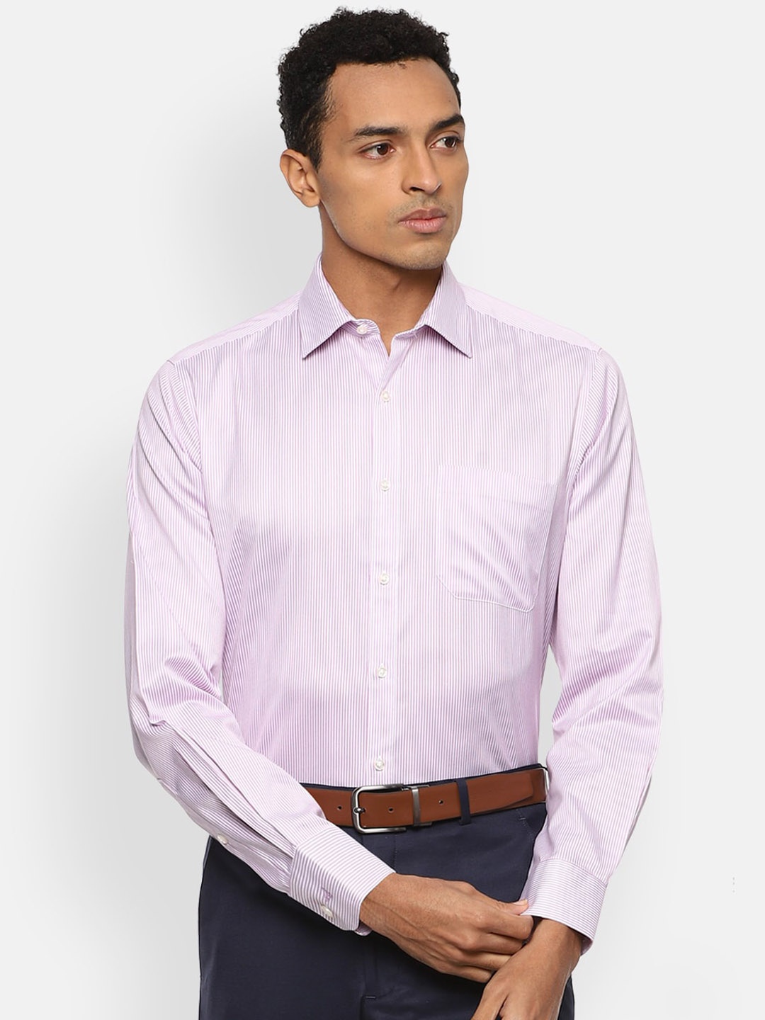 

Van Heusen Men Plus Size Purple Opaque Striped Casual Shirt