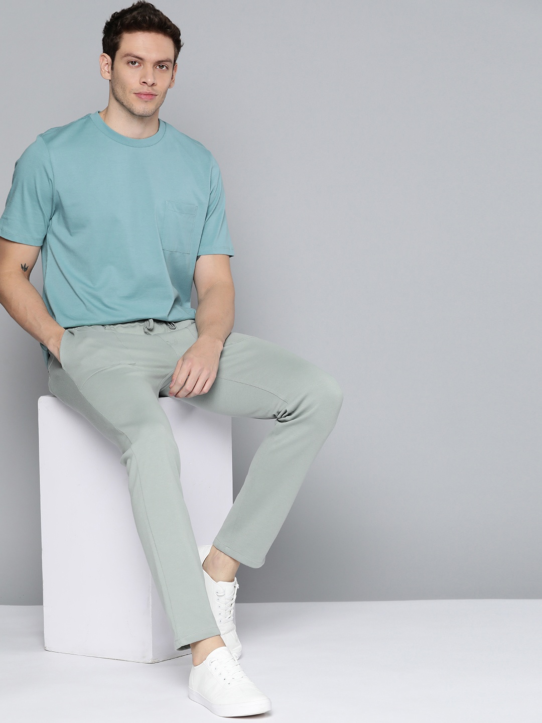 

M&H Easy Men Sage Green Solid Track Pants