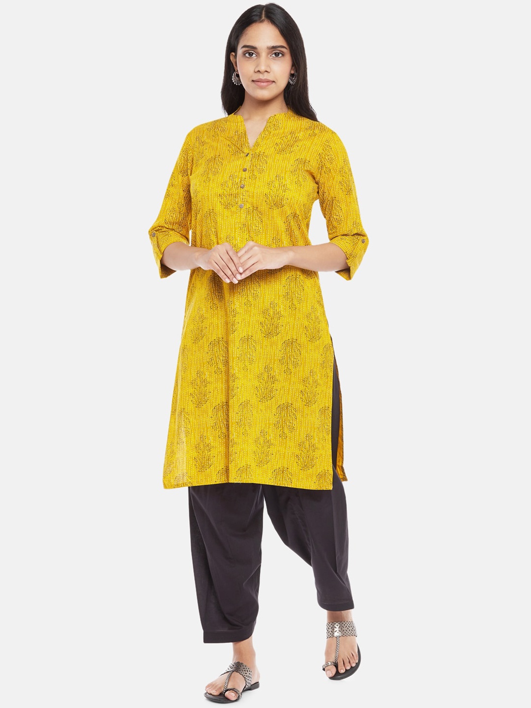

RANGMANCH BY PANTALOONS Women Mustard Yellow Printed Kurta