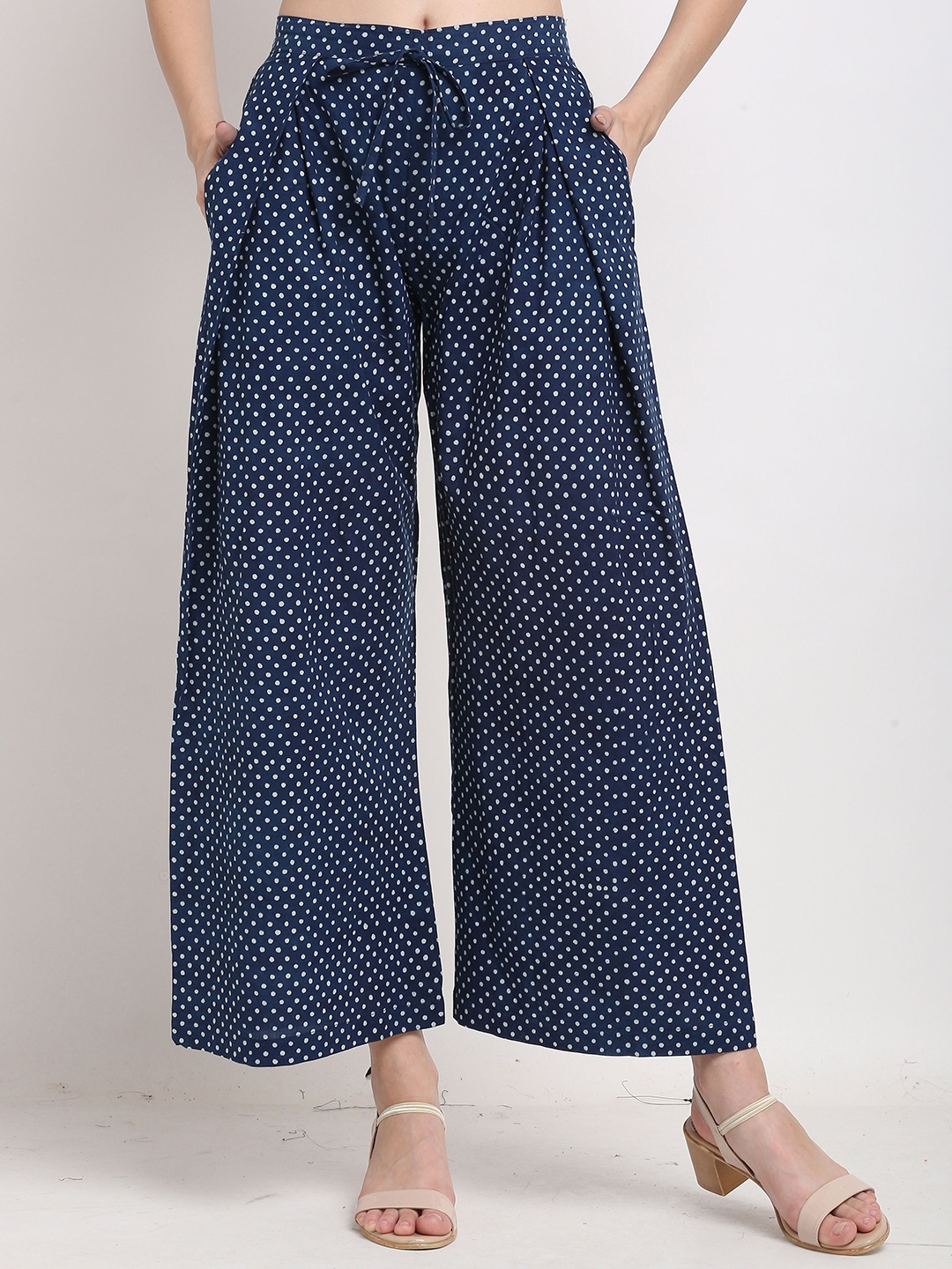 

Rajnandini Women Blue & White Printed Flared Palazzos