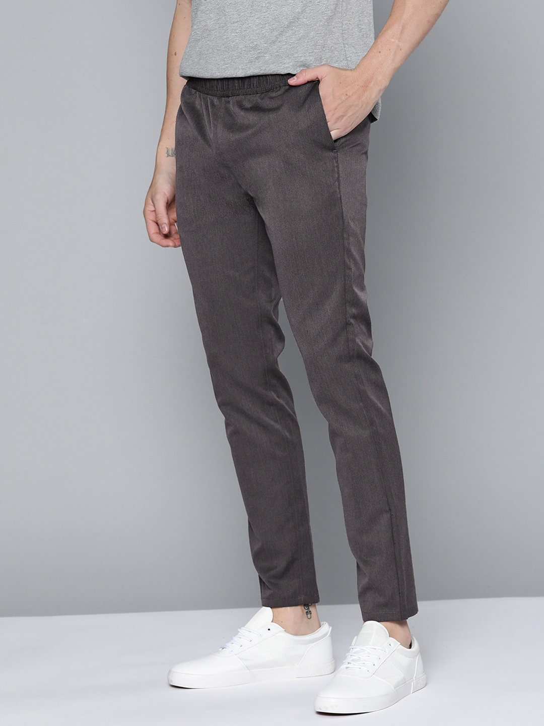 

Mast & Harbour Men Charcoal Grey Regular Fit Trousers