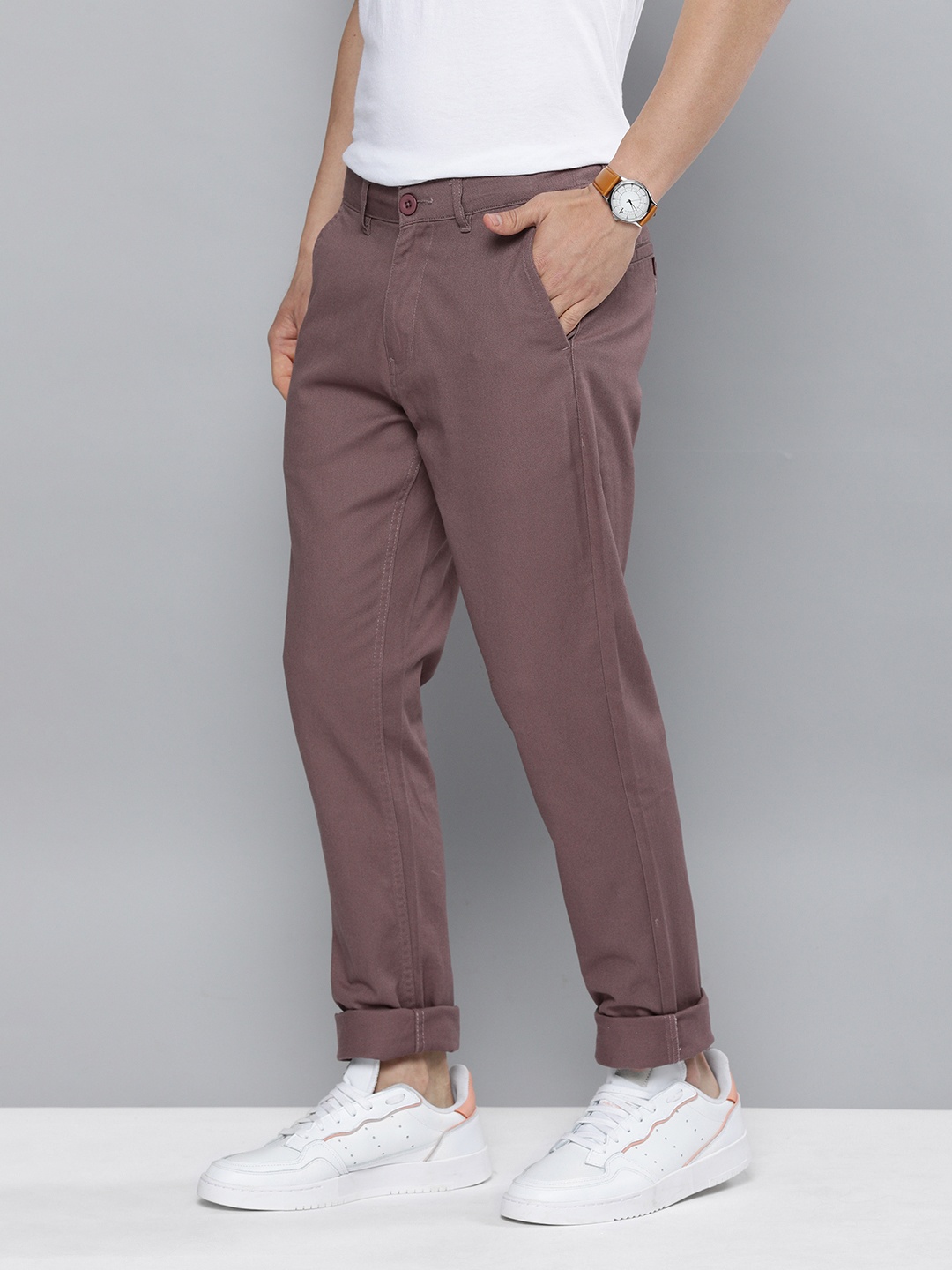 

Mast & Harbour Men Mauve Chinos Trousers